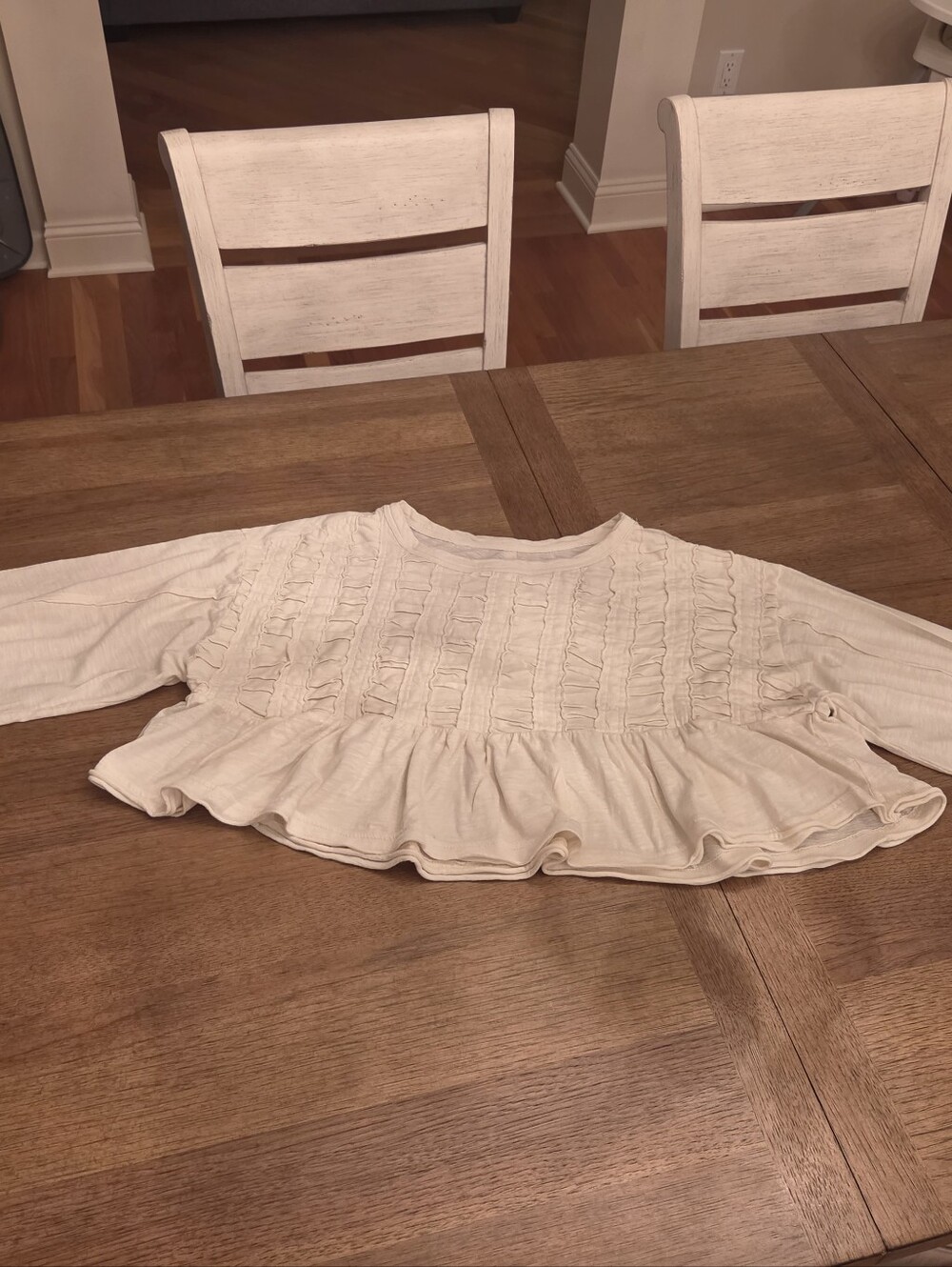 Anthropologie Pilcro Smocked Peplum Babydoll Top Cream Size Small